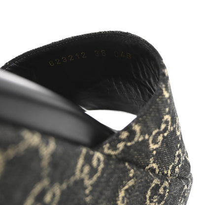 Gucci Jacquard Black Denim GG Monogram Angelina Platform 55mm Slide Sandals 36 Black Ivory 9 of 10