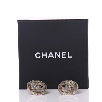 Chanel Crystal CC Round Earrings Gold 5 of 5