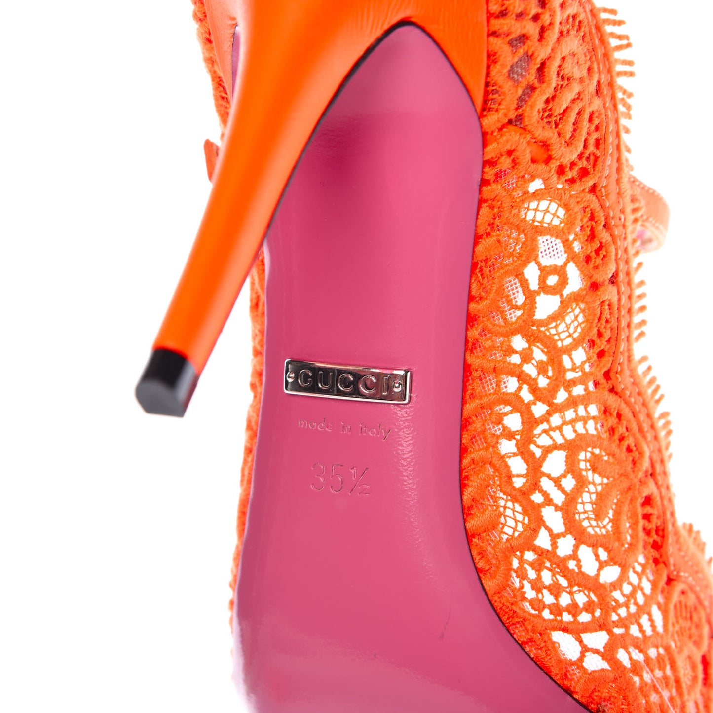 Lace Pizzo Venice Pumps 35.5 Orange Fluo