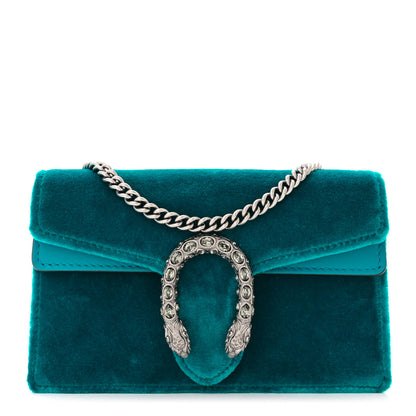 Gucci Velvet Super Mini Dionysus Shoulder Bag Pavone Cyan 1 of 10