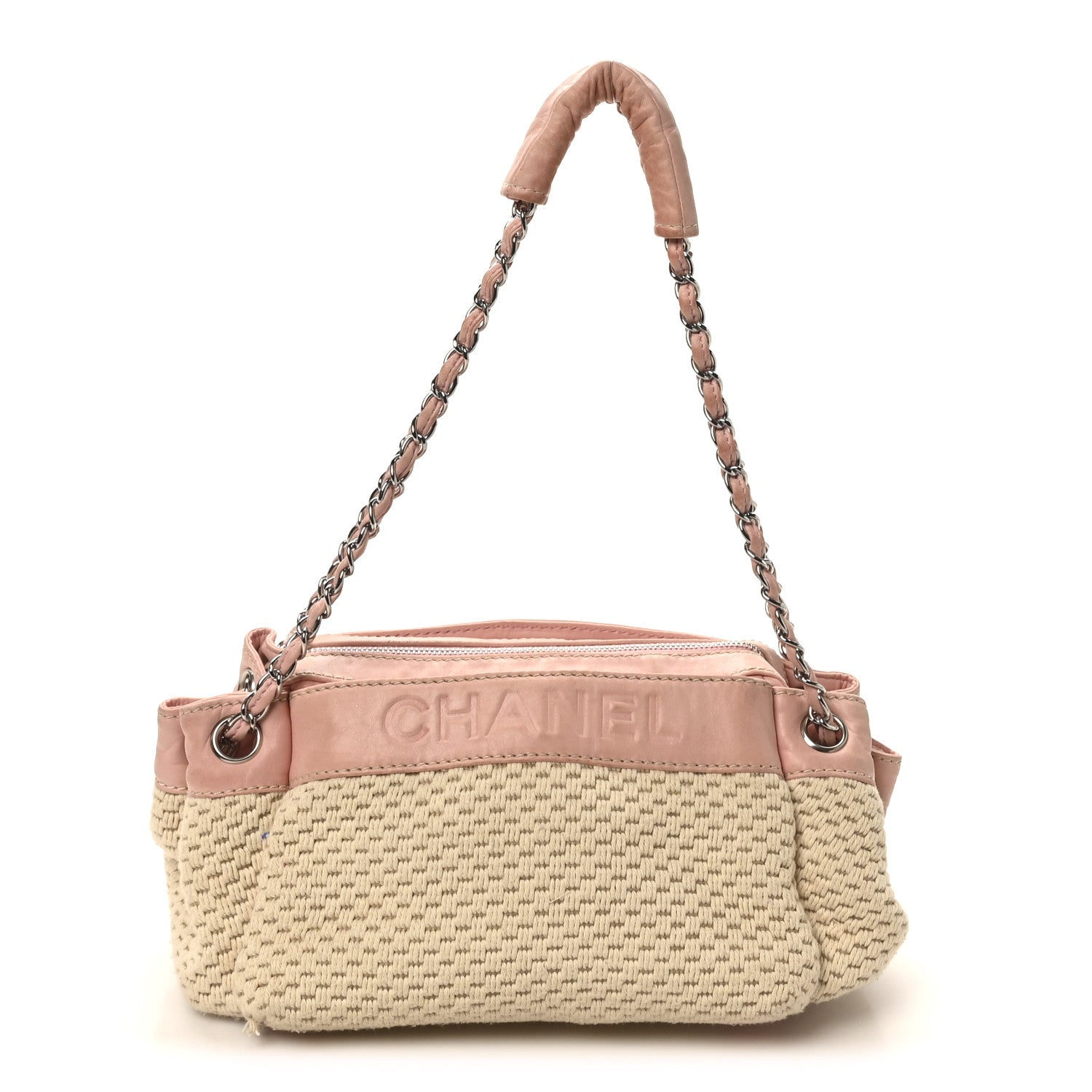 Chanel Canvas Woven Lambskin Lax Accordion Hobo Pink 1 of 12