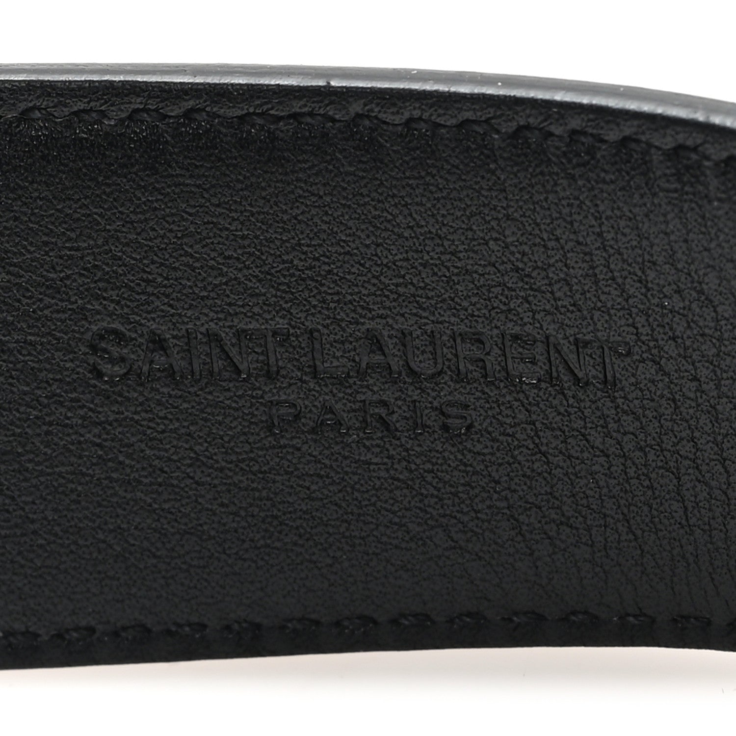Saint Laurent Smooth Calfskin Lacquered La 66 Buckle Belt 90 36 Black 3 of 5