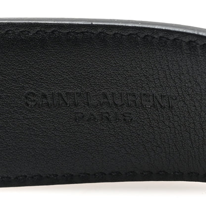 Saint Laurent Smooth Calfskin Lacquered La 66 Buckle Belt 90 36 Black 3 of 5