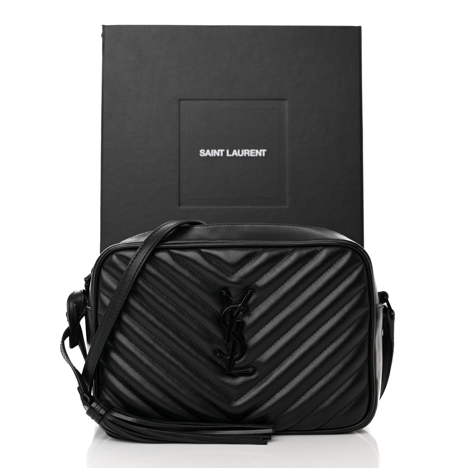 Saint Laurent Calfskin Matelasse Monogram Monochrome Lou Camera Bag Black 15 of 15