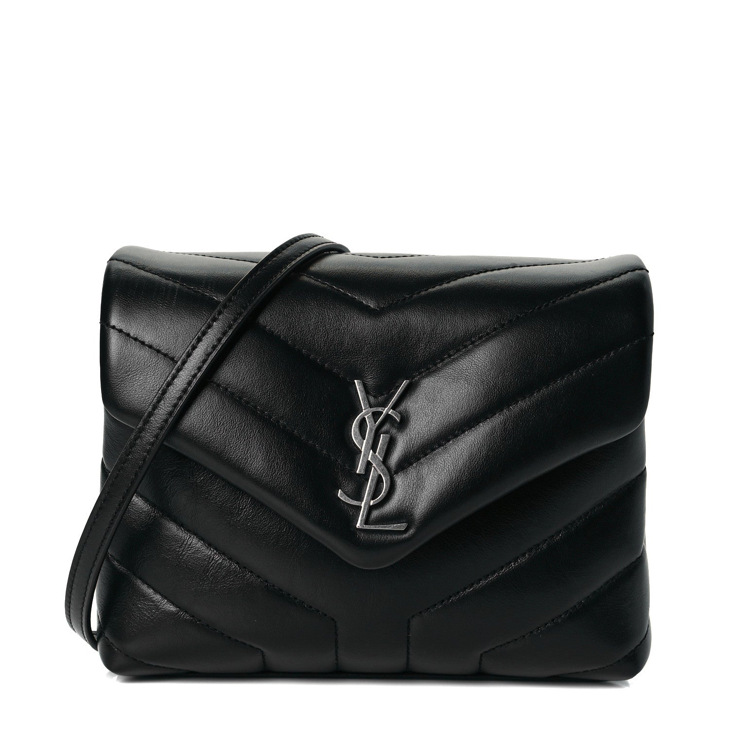 Saint Laurent Calfskin Y Quilted Monogram Toy Loulou Crossbody Bag Black 1 of 8