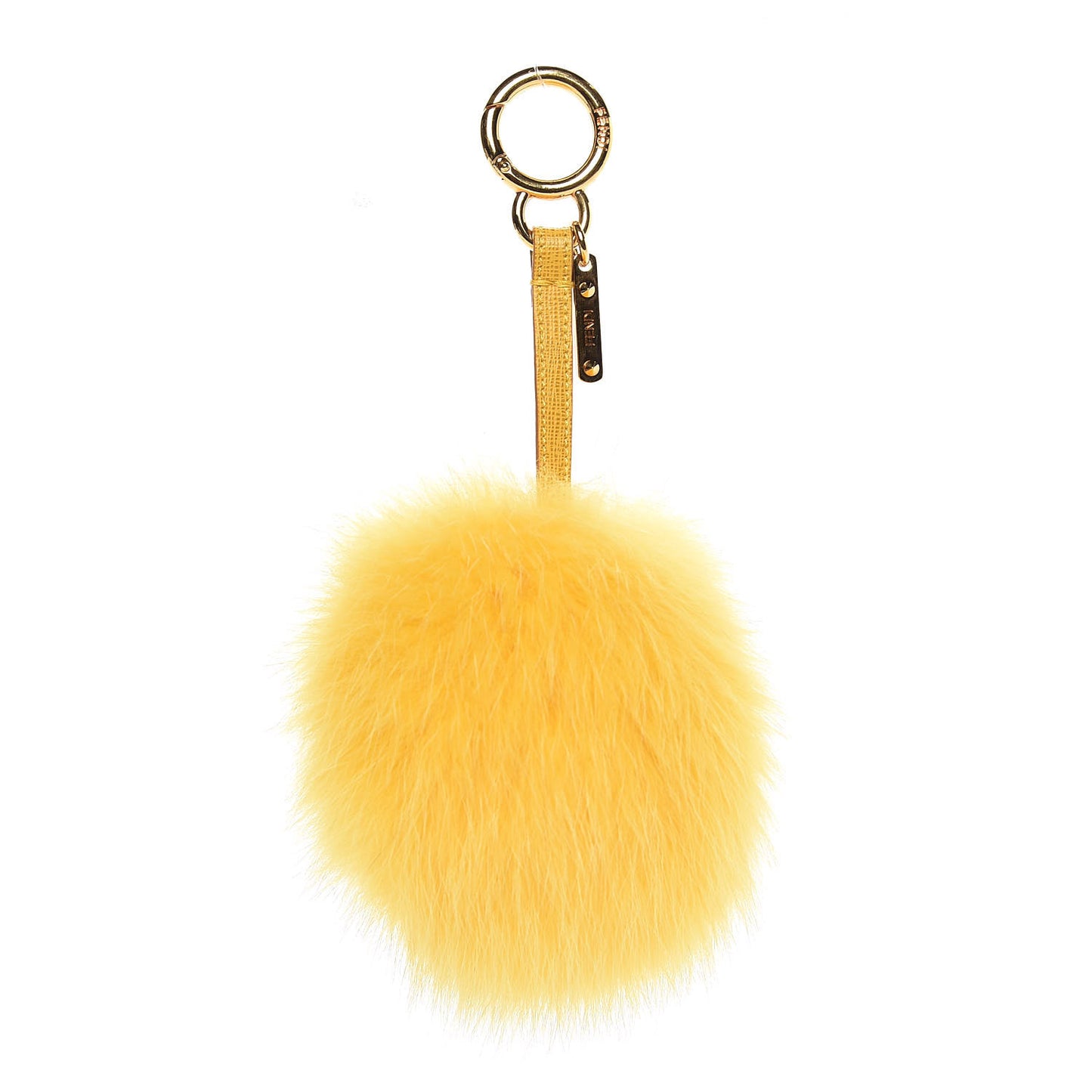 Fox Fur Pom Pom Bag Charm Yellow