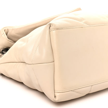 Saint Laurent Lambskin Quilted Medium Loulou Puffer Monogram Chain Satchel Crema Soft 9 of 10
