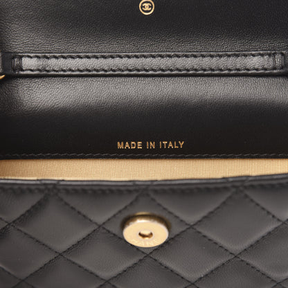 Chanel Lambskin Quilted Pearl Crush Clutch With Chain Black 7 of 11