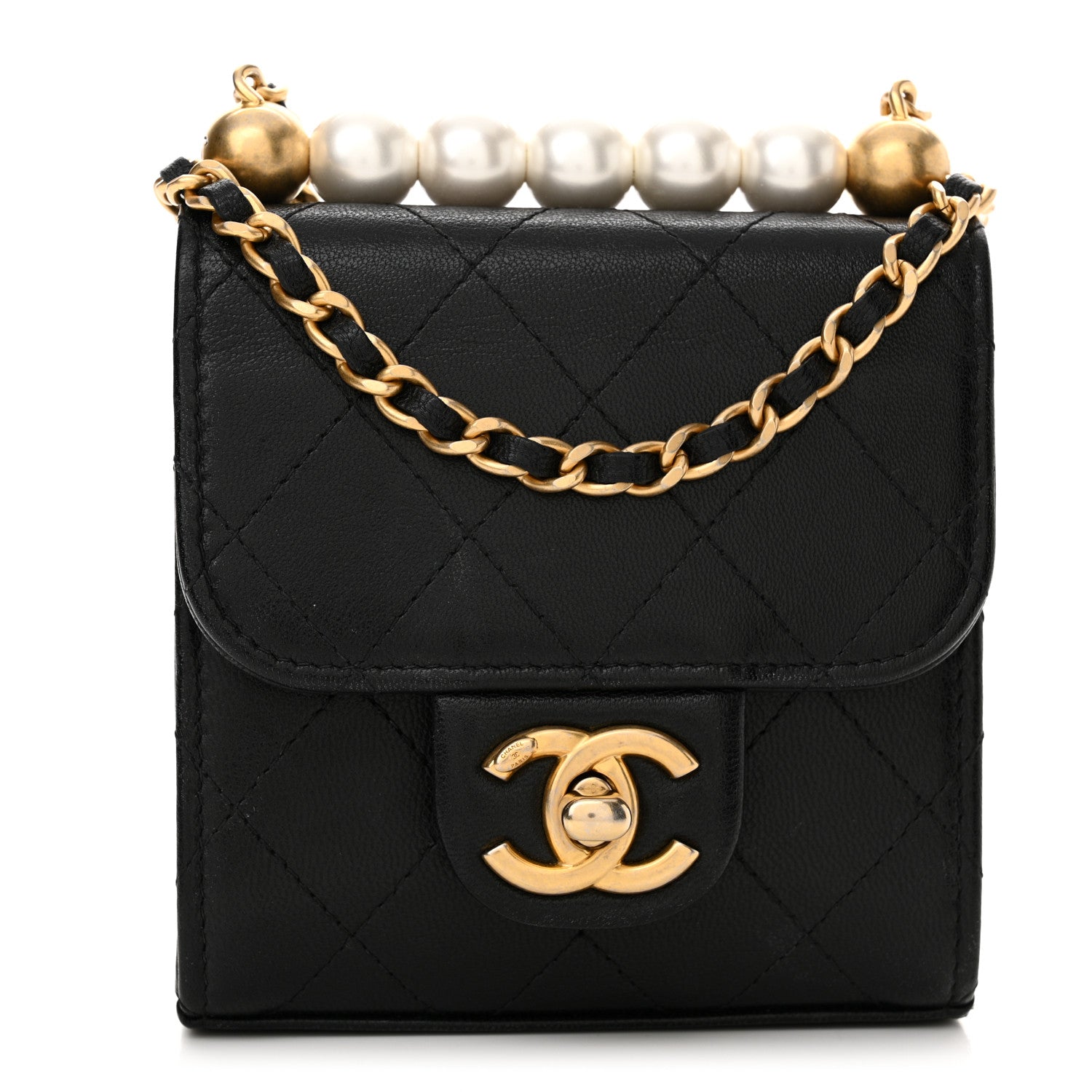 Chanel Goatskin Chic Pearls Clutch On Chain Black 1 of 13