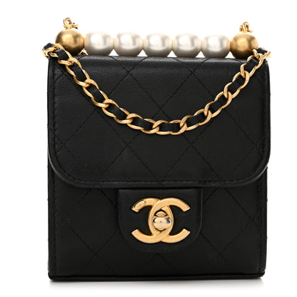 Chanel Goatskin Chic Pearls Clutch On Chain Black 1 of 13