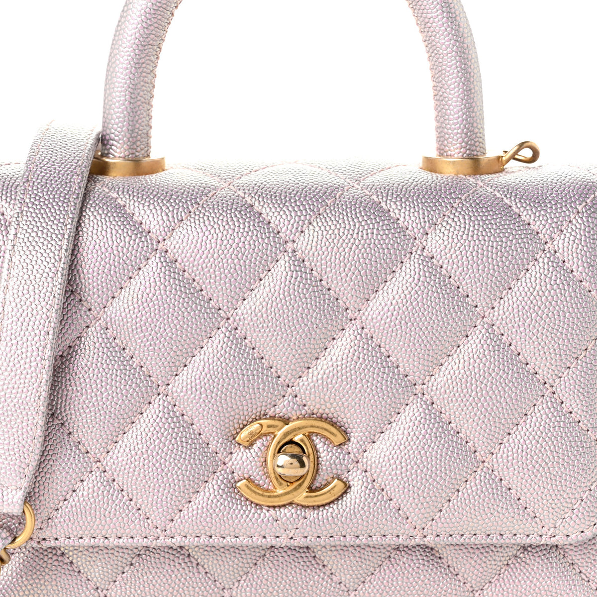 Chanel Metallic Caviar Quilted Extra Mini Coco Handle Flap Light Pink 8 of 10