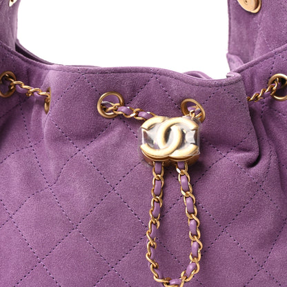 Chanel Suede Quilted Mini Chanel 25 Handbag Purple 8 of 10
