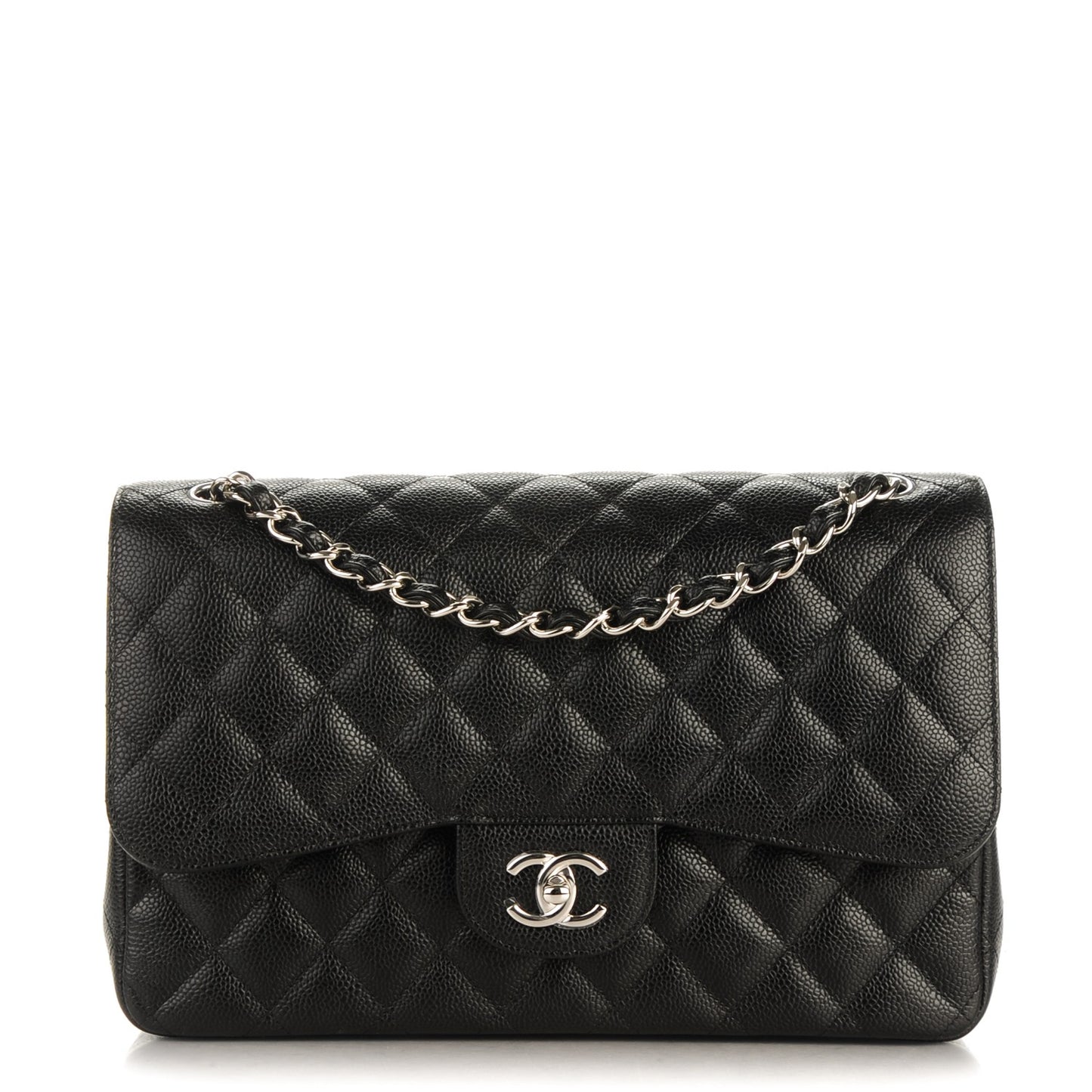 Caviar Quilted Jumbo Double Flap Black