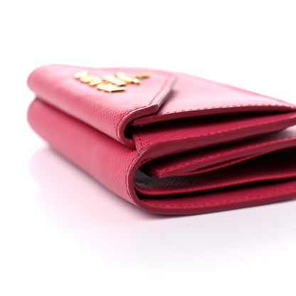 Prada Saffiano Metal Small Tri-Fold Wallet Peonia 15 of 15