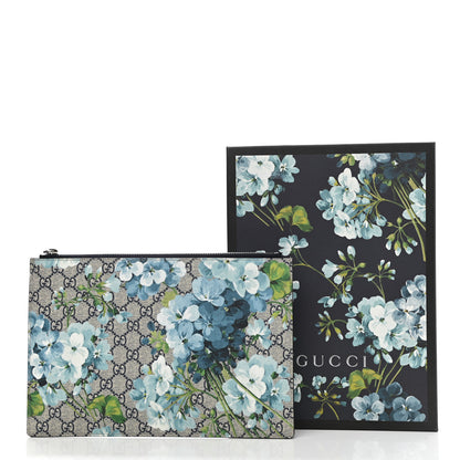 Gucci GG Supreme Monogram Blooms Large Zip Pouch Blue 8 of 8