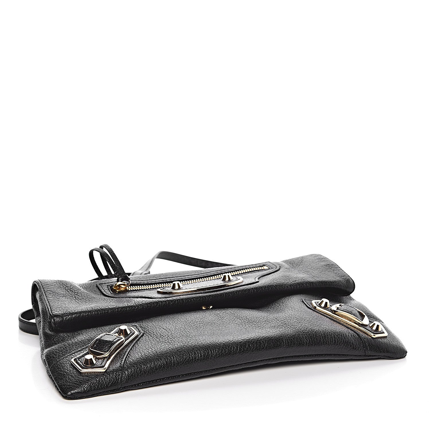 Balenciaga Chevre Gold Metallic Edge Hardware Envelope Clutch Black 4 of 10