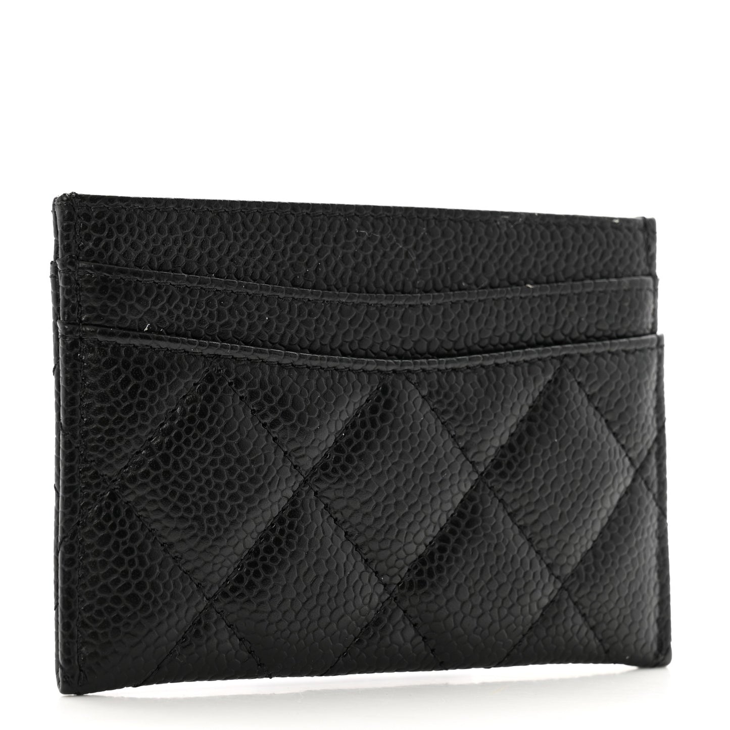 Caviar Quilted Card Holder Black