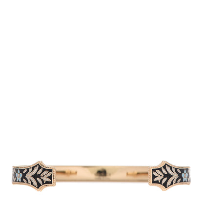 Gucci 18K Yellow Gold Black Enamel Icon Blooms Cuff Bracelet 3 of 7