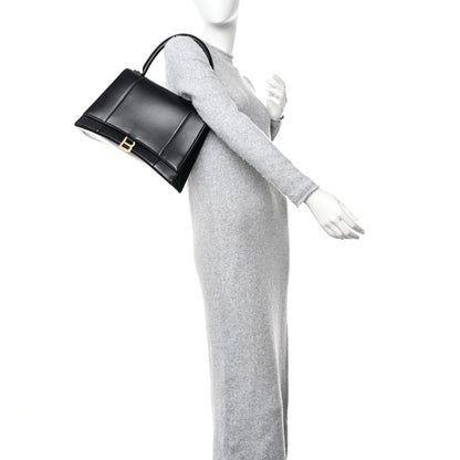 Balenciaga Shiny Box Calfskin Medium Hourglass Top Handle Bag Black 2 of 17