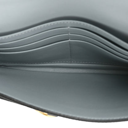 Christian Dior Grained Calfskin Saddle Chain Wallet Pouch Grey Stone 7 of 17