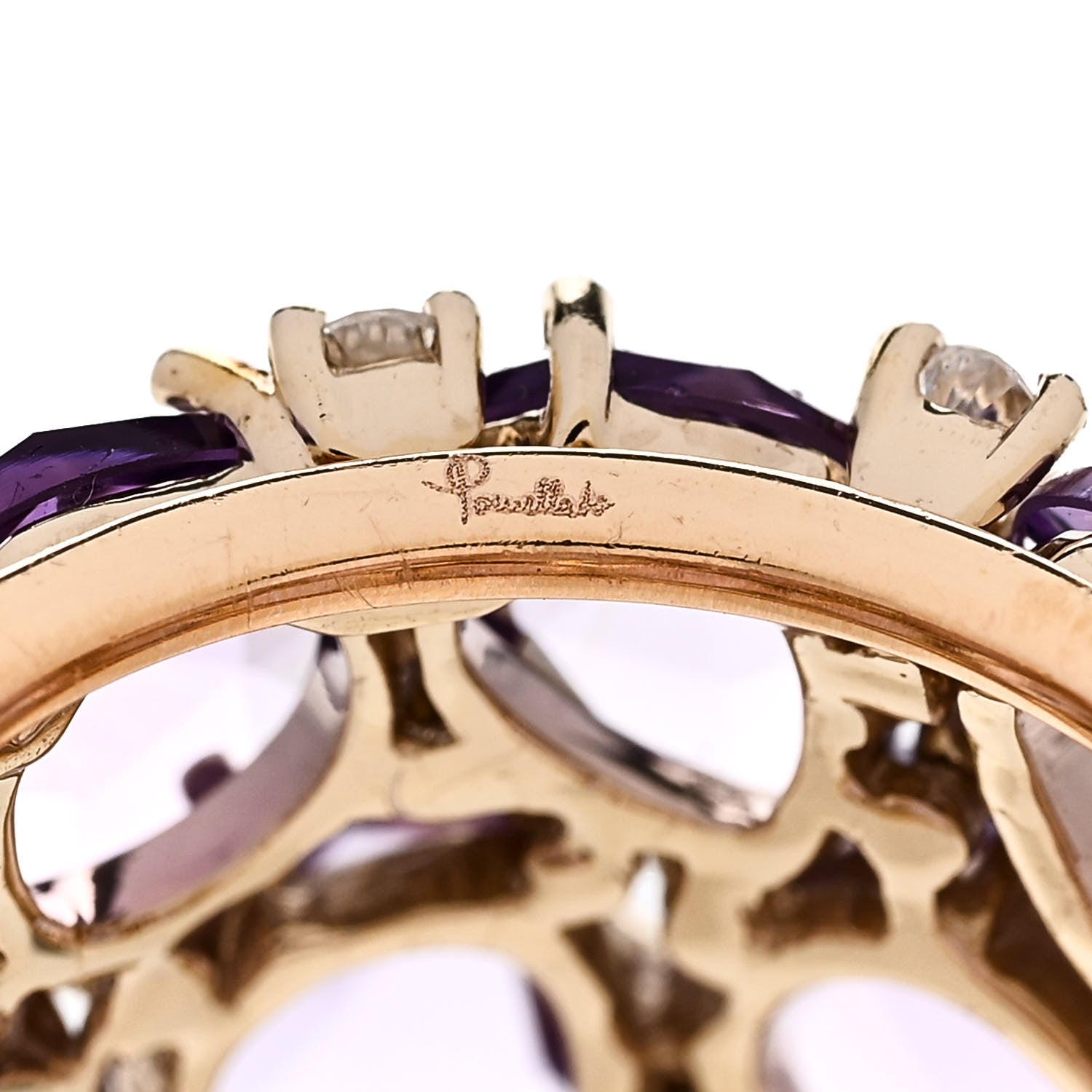 Pomellato 18K Rose Gold Diamond Amethyst Lulu Ring 52 6 4 of 5