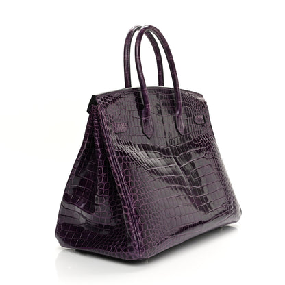Hermes Shiny Porosus Crocodile Birkin 35 Amethyst 2 of 10