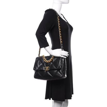 Chanel Goatskin Quilted Large 19 Flap Black 2 of 10