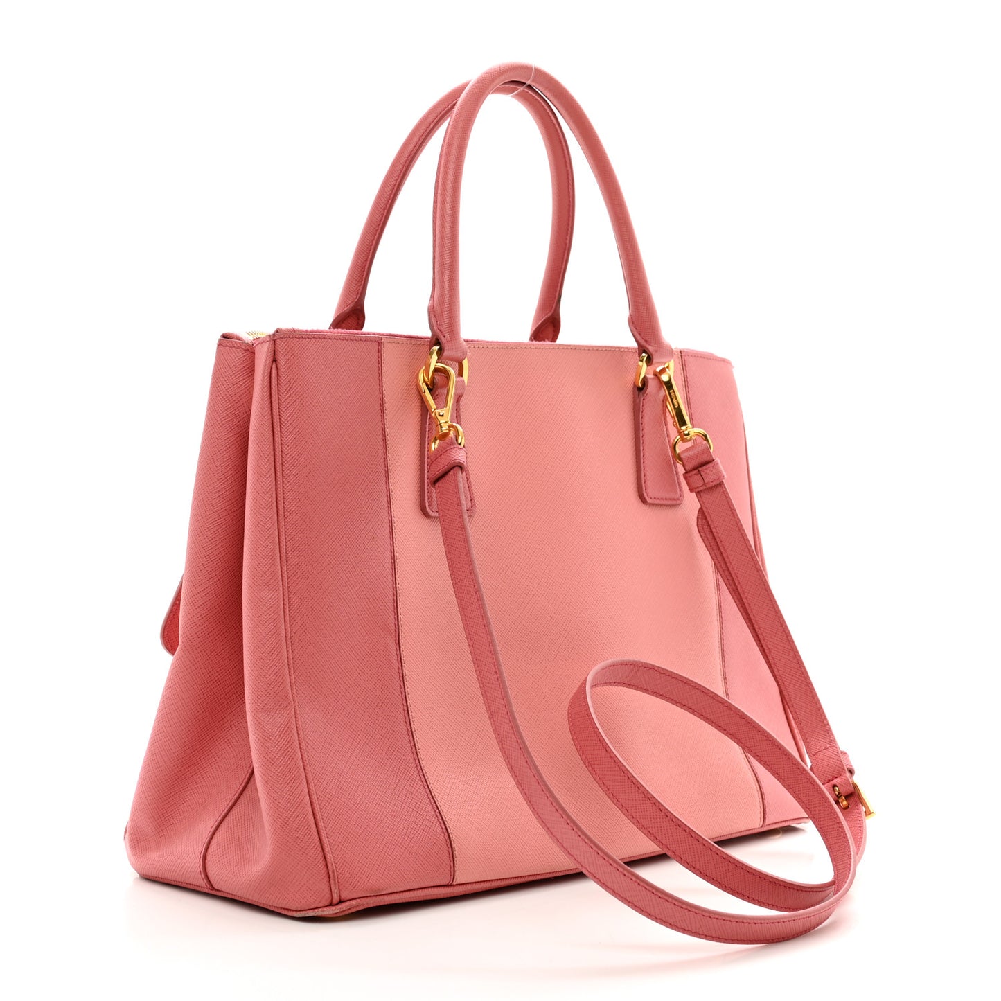 Saffiano Lux Colorblock Medium Galleria Double Zip Tote Peonia