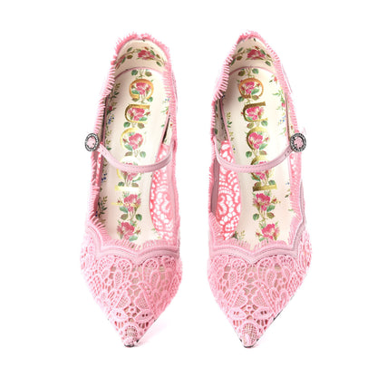 Gucci Lace Pizzo Venice Pumps 39 Sugar Pink 5 of 14