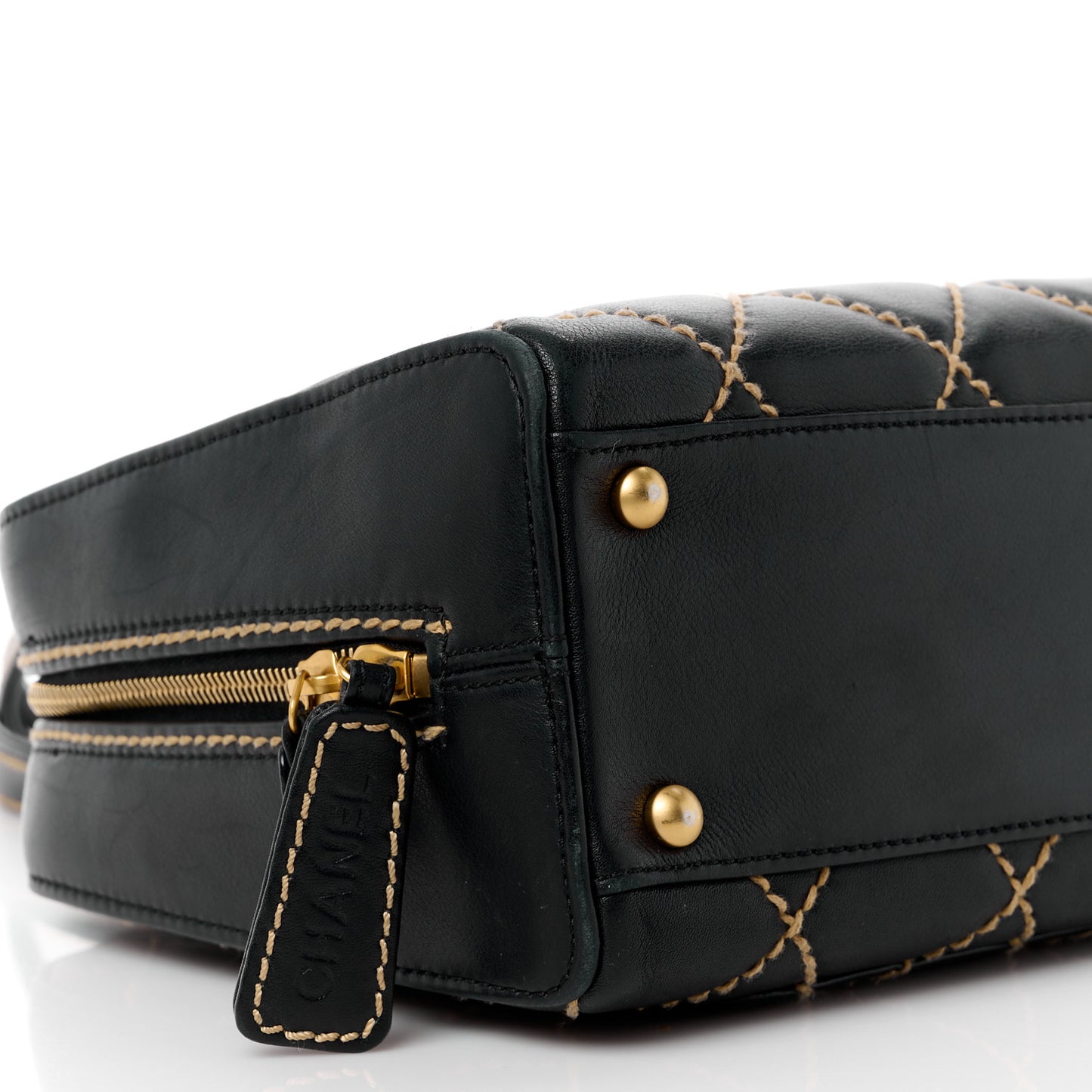 Calfskin Contrast Stitch Surpique Bowler Black