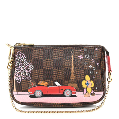 Louis Vuitton Damier Ebene 2019 Christmas Animation Mini Pochette Accessories Red 1 of 8