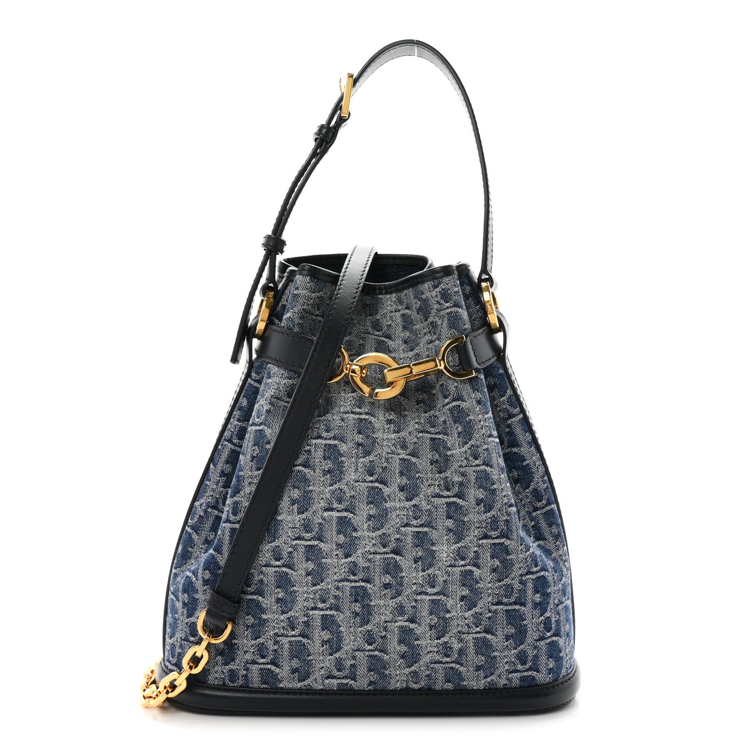 Christian Dior Denim Oblique Jacquard Medium C'est Chain Bucket Bag Denim Blue 1 of 10