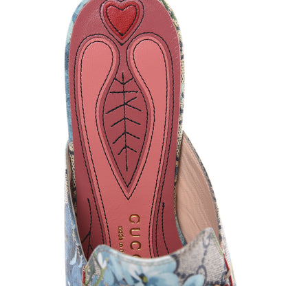 Gucci GG Supreme Monogram Blooms Womens Princetown Slippers 38 Beige Blue Navy Hibiscus Red 6 of 9