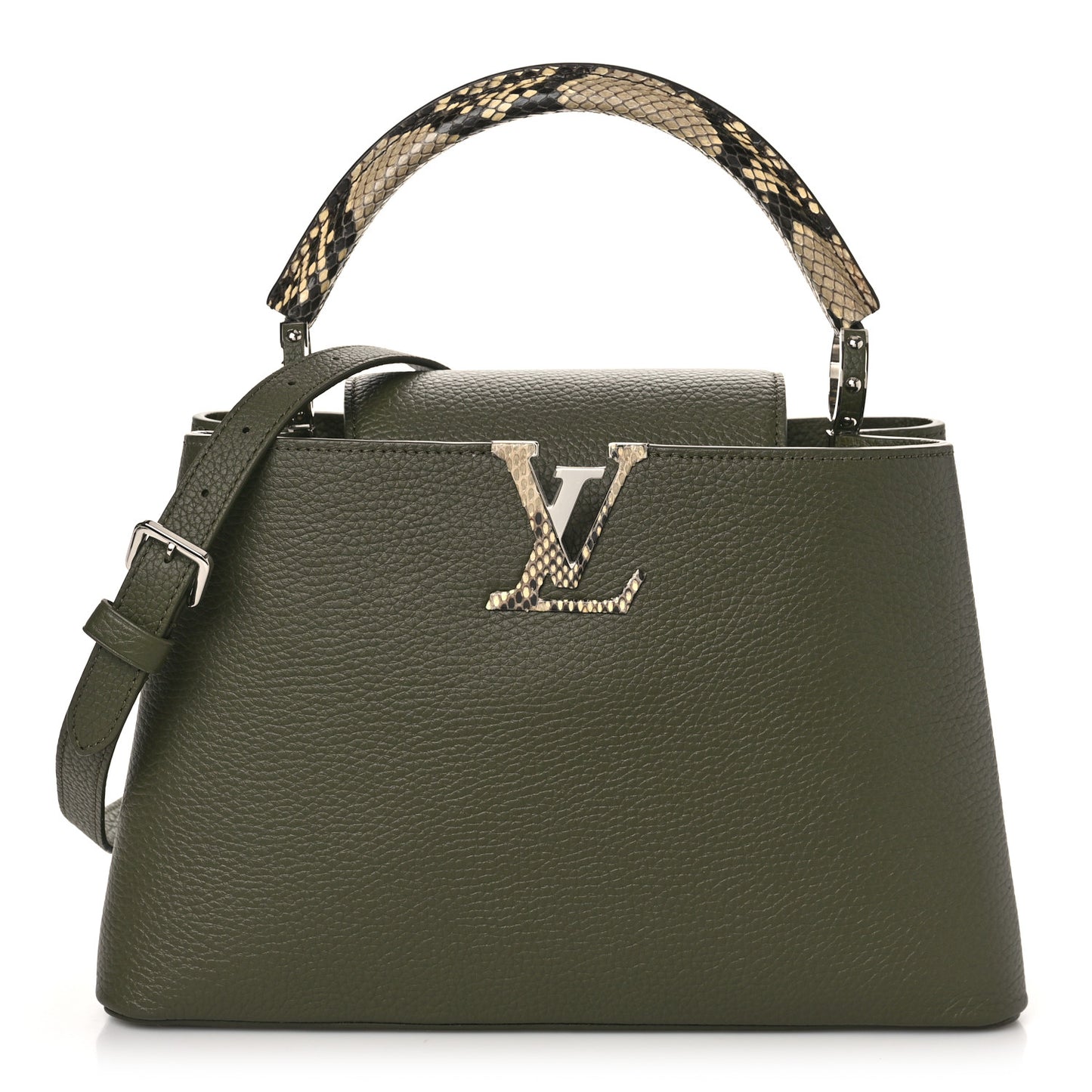 Taurillon Snakeskin Capucines PM Khaki