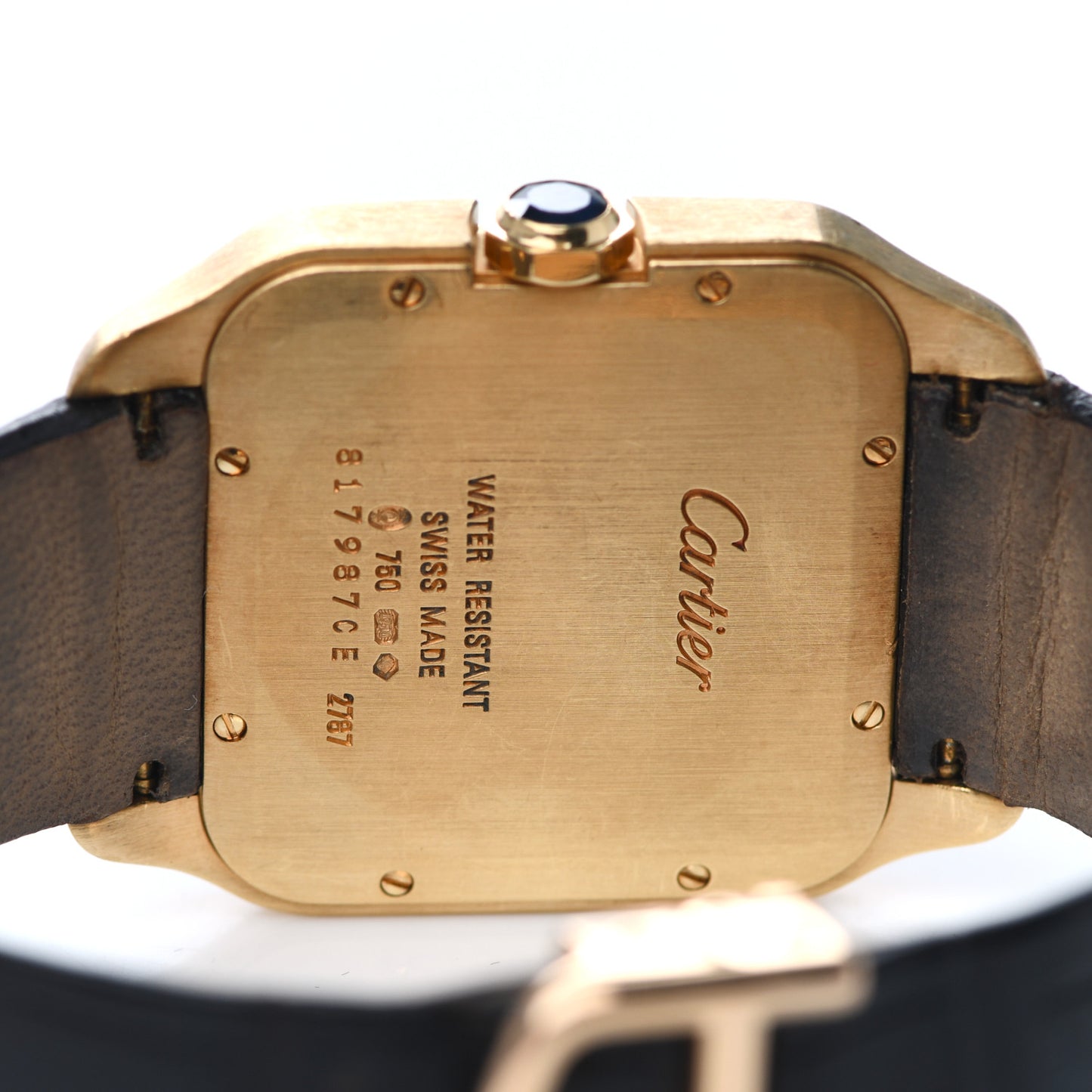 18K Yellow Gold Alligator 35mm Santos Dumont Manual Winding Watch