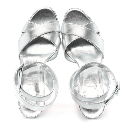 Christian Louboutin Kid Laminato Mariza 85 Sandals 37.5 Silver 2 of 10