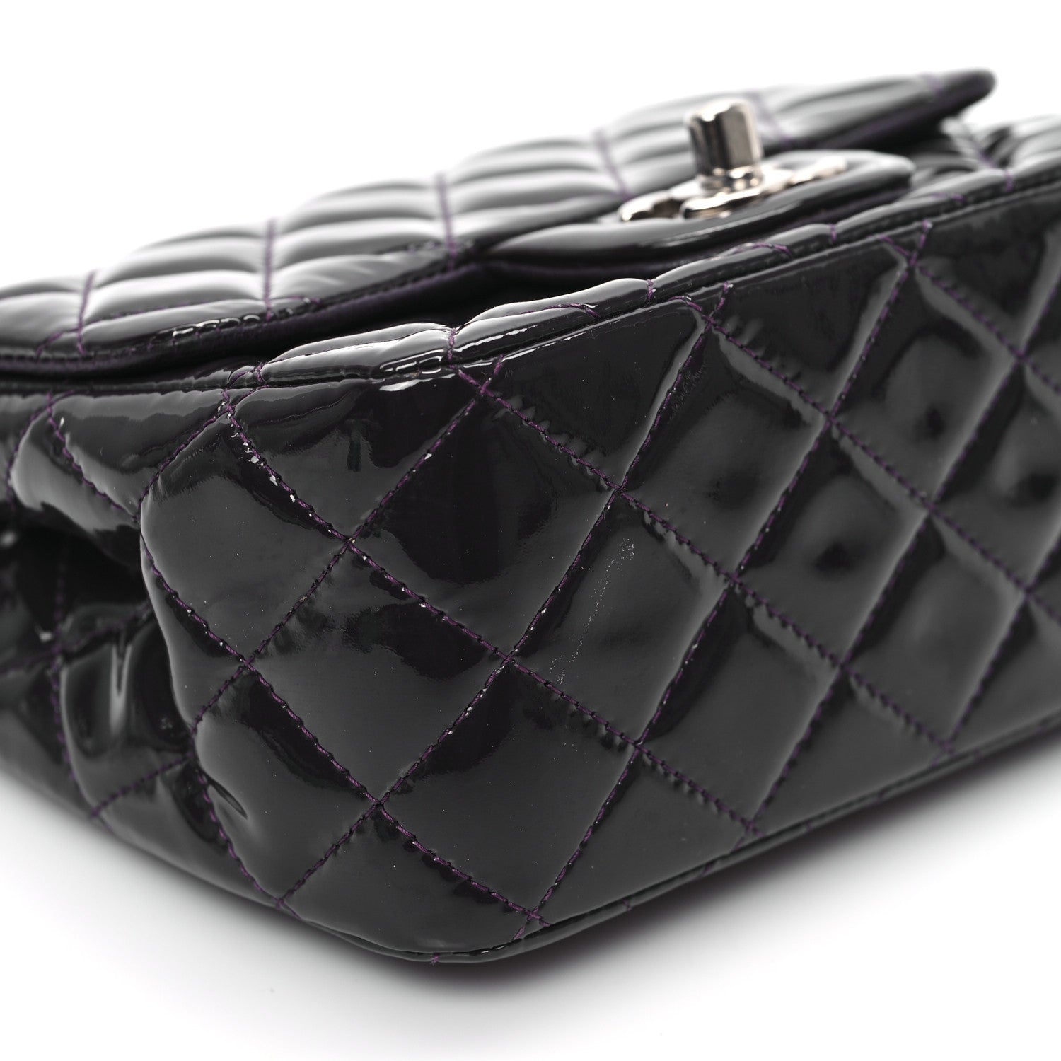 Chanel Patent Quilted Mini Square Flap Purple 8 of 10