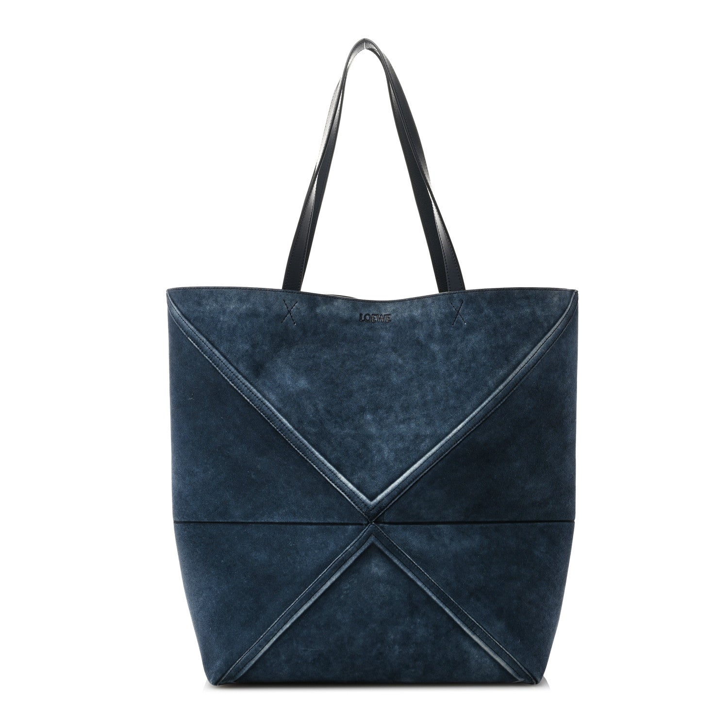 Loewe Suede Large Puzzle Fold Tote Denim 1 of 10