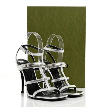 Gucci Nappa Silk High Heel Sandals 37.5 Argento 8 of 8