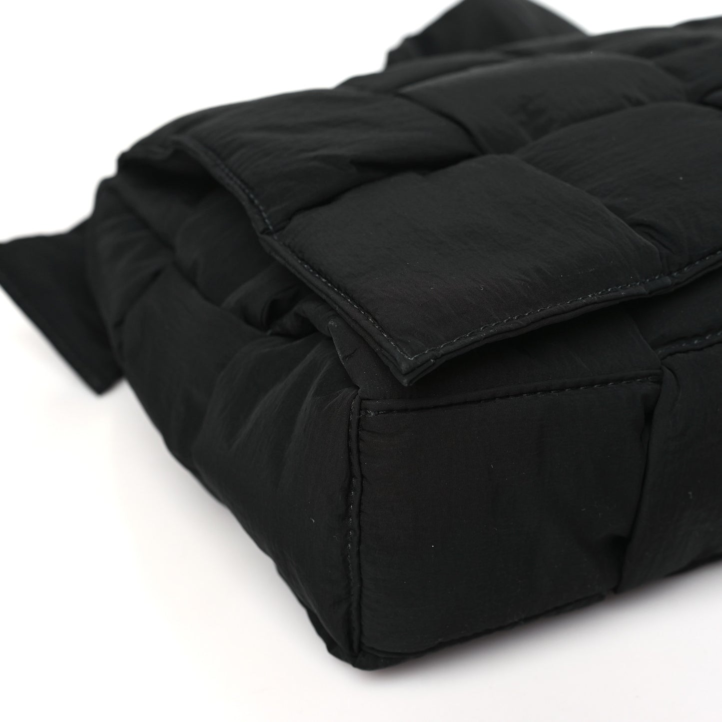 Nylon Intrecciato Padded Tech Maxi Cassette Bag Black