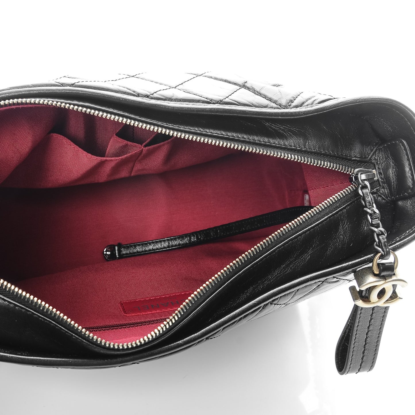 Calfskin Quilted Medium Gabrielle Hobo Black