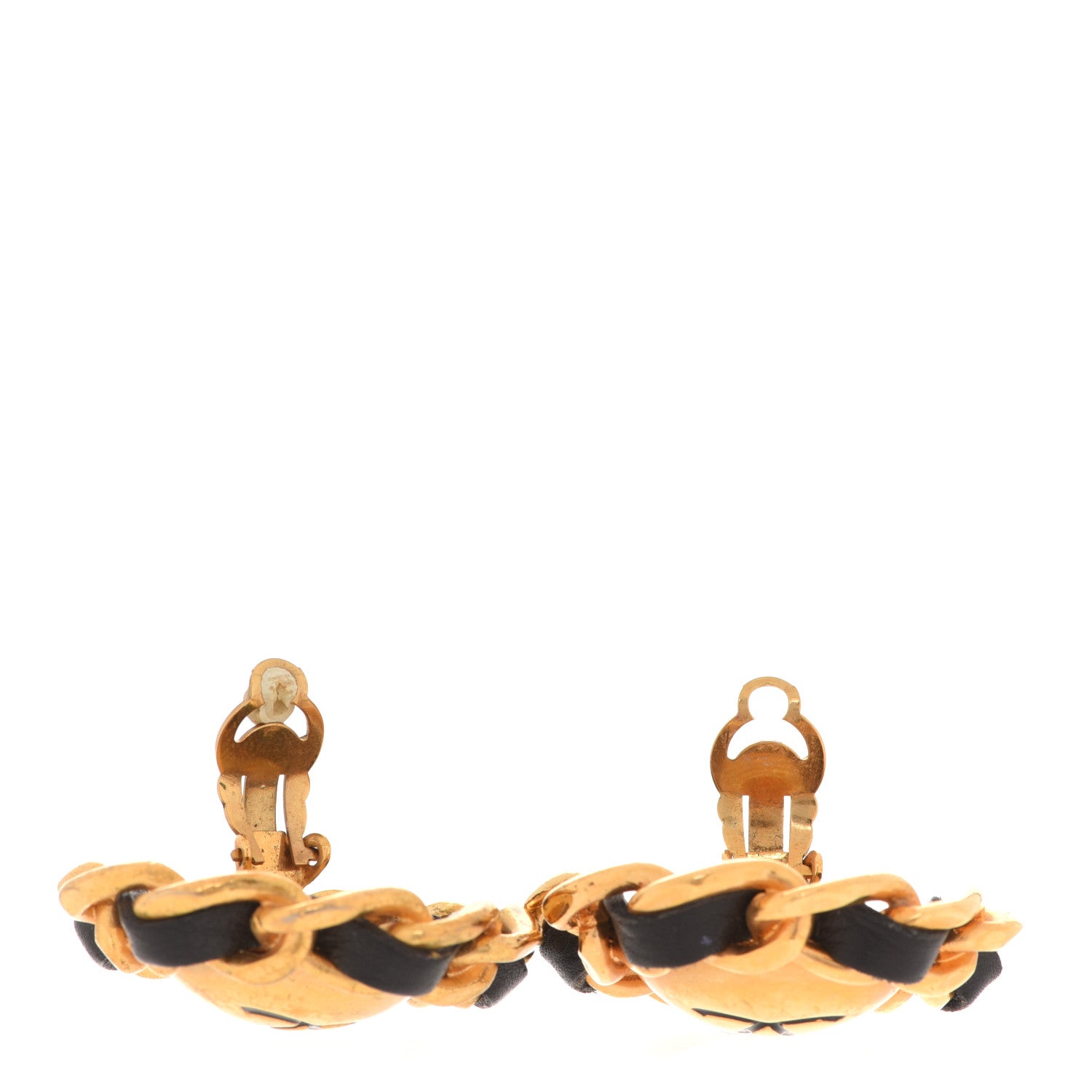Chanel Lambskin Chain CC Clip On Earrings Gold 3 of 5
