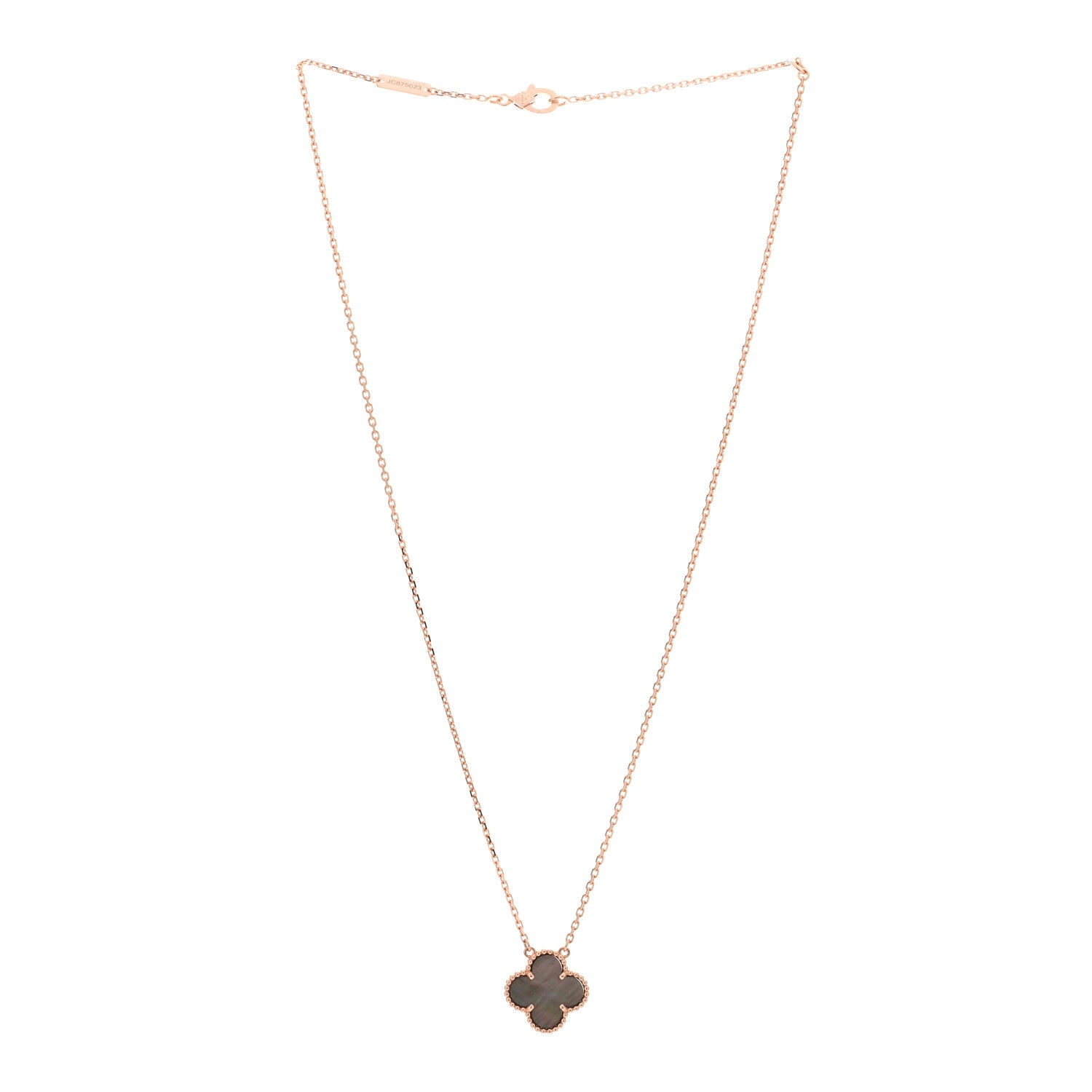 Van Cleef & Arpels 18K Rose Gold Gray Mother of Pearl Vintage Alhambra Pendant Necklace 3 of 6