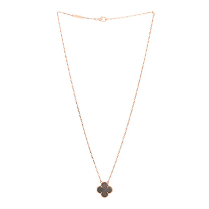 Van Cleef & Arpels 18K Rose Gold Gray Mother of Pearl Vintage Alhambra Pendant Necklace 3 of 6