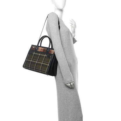 Burberry Wool Tartan Two Handle Title Bag Dark Green 2 of 9