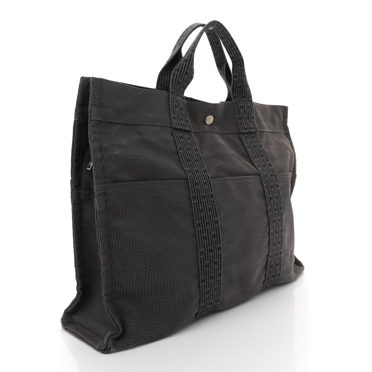 Hermes Canvas Herline MM Tote Grey 2 of 11