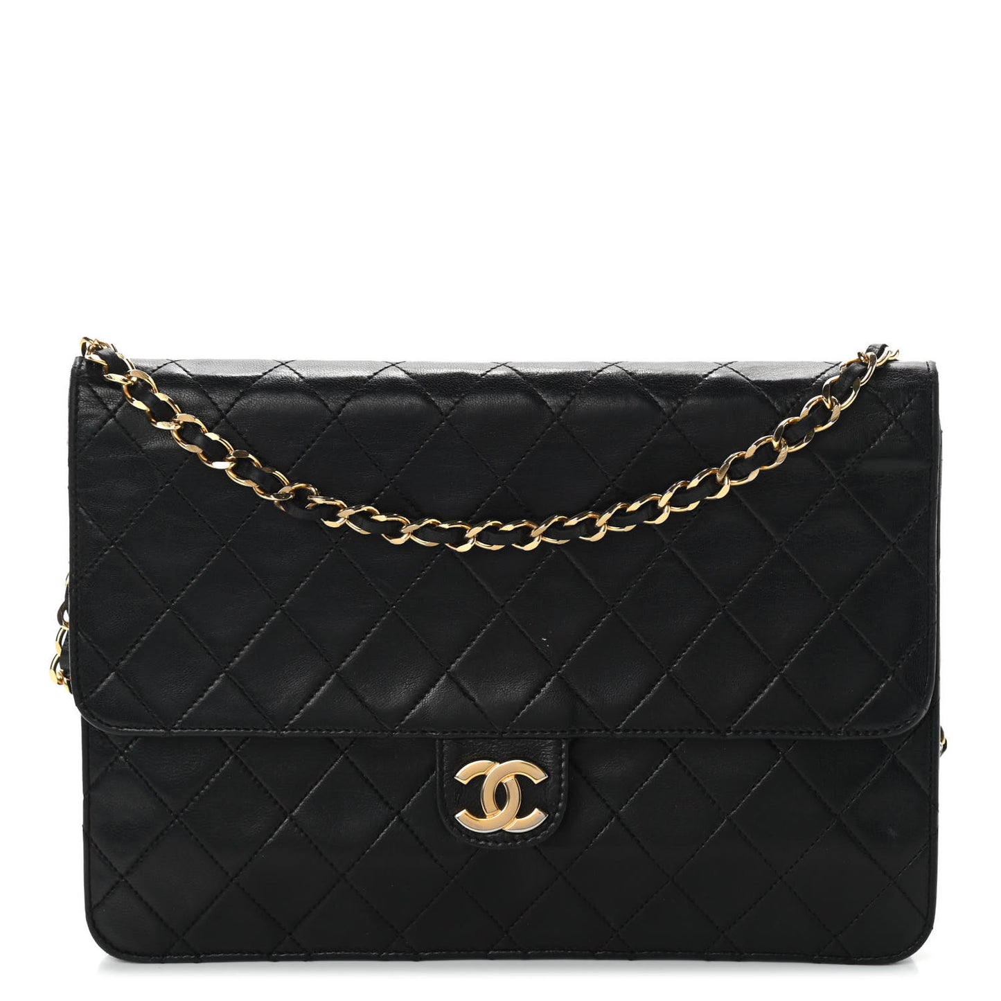 Lambskin Quilted Jumbo Single Flap Black