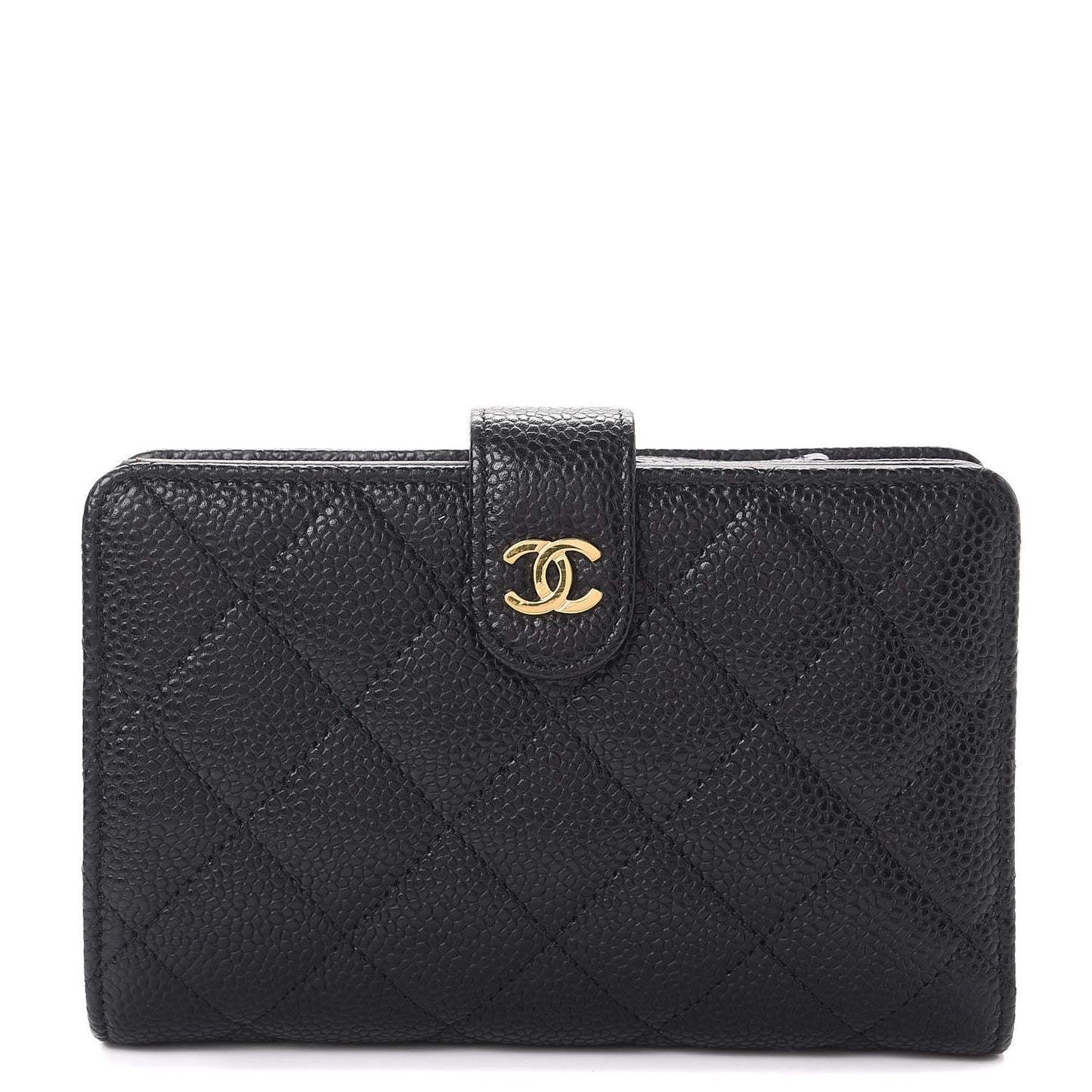 Caviar Quilted Zipped Pocket Wallet Black