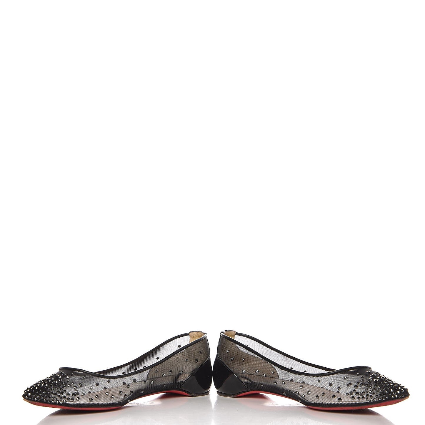 Mesh Crystal Embellished Follies Strass Flats 37 Black