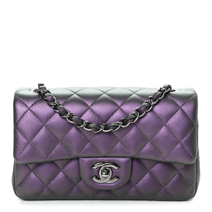 Chanel Iridescent Lambskin Quilted Mini Rectangular Flap Purple 1 of 4